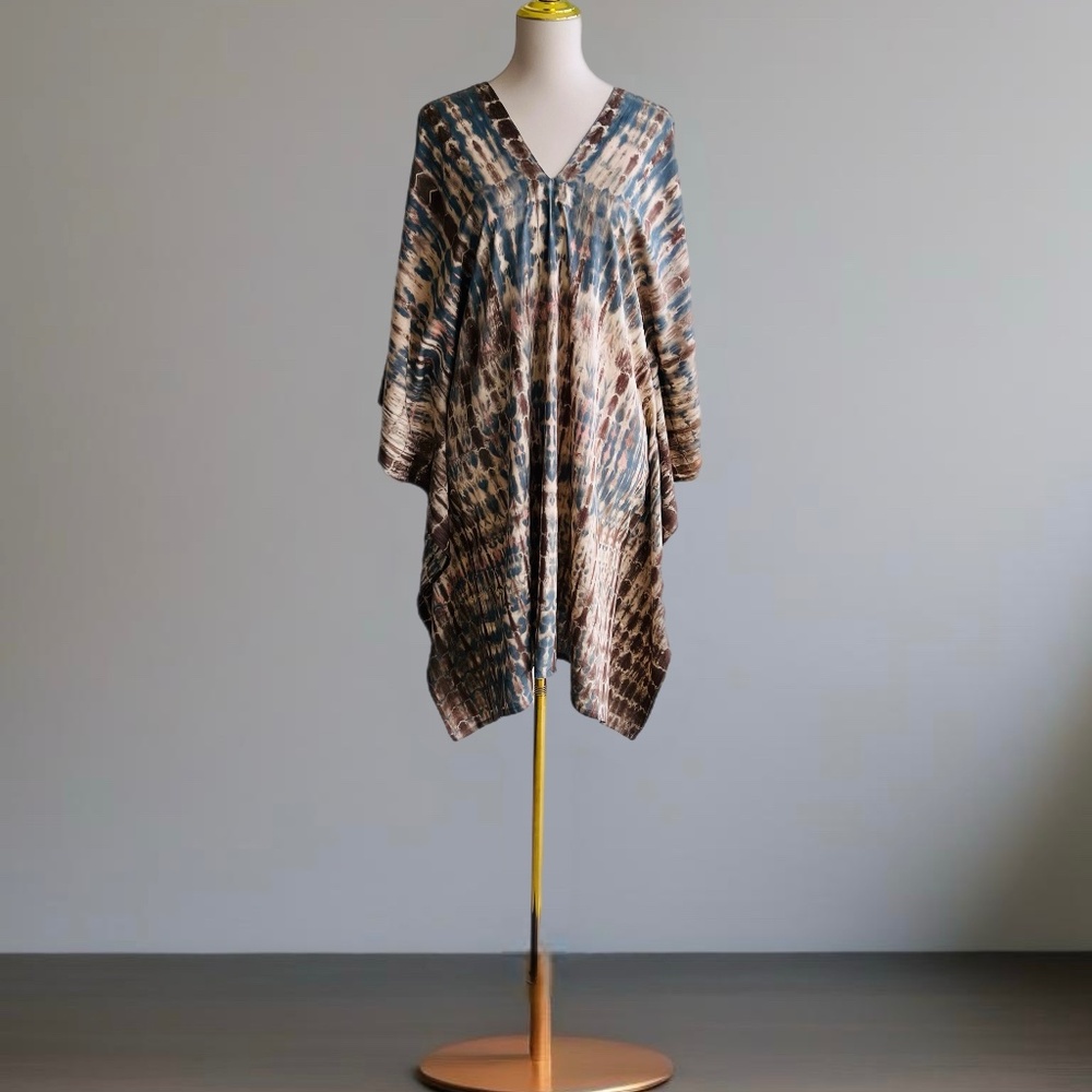 0022/ Bluish Brown Tie dye Short Kaftan